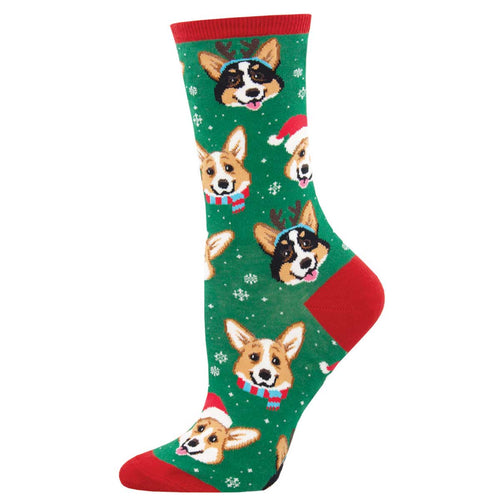 Fun Chirstmas Corgi Socks for Women | Socksmith
