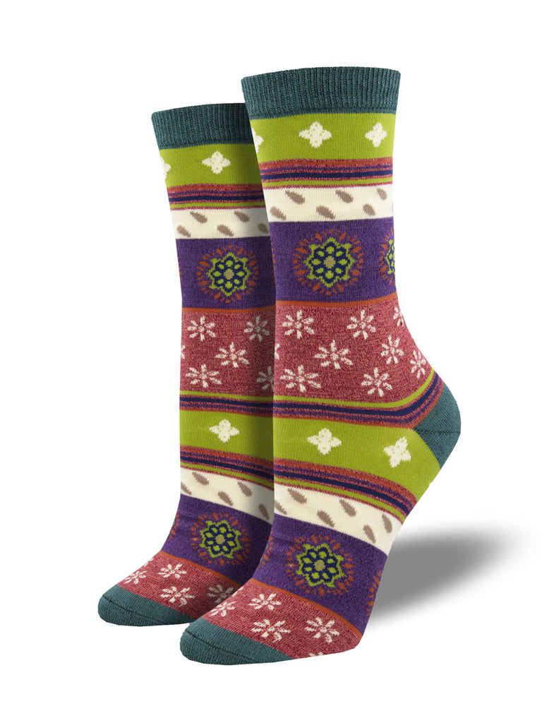 Women's Crew Socks Marrakesh Design Organic Bamboo Socks