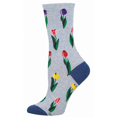 Tulip Floral-patterned sock on a light blue background