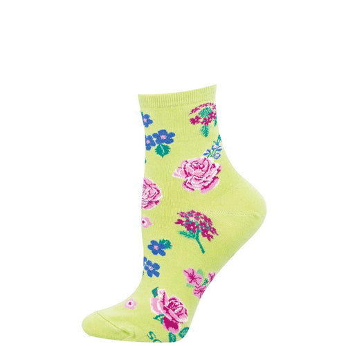 Floral-patterned sock on a white background