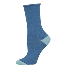 Womens Bamboo "Contrast Heel Toe" Roll Top Socks