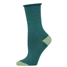 Womens Bamboo "Contrast Heel Toe" Roll Top Socks