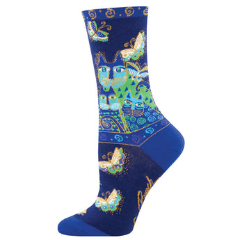 Laurel Burch - Indigo Cats - Cotton Crew