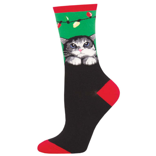 Christmas Lights Cat Socks for Women - Shop Now | Socksmith