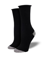 Womens Bamboo "Contrast Heel Toe" Roll Top Socks