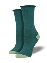 Womens Bamboo "Contrast Heel Toe" Roll Top Socks