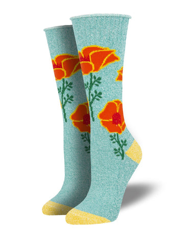 Recycled Cotton - California Poppies Socks Made In USA | Socksmith
