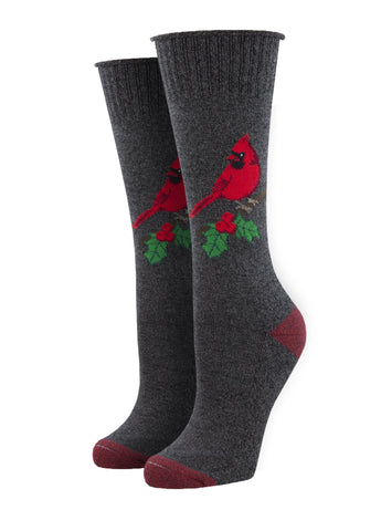 Recycled Wool - Cardinal Bird Socks Made In USA | Socksmith