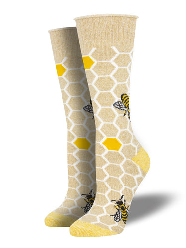 Recycled Cotton - Honey Bee Socks Made In USA | Socksmith