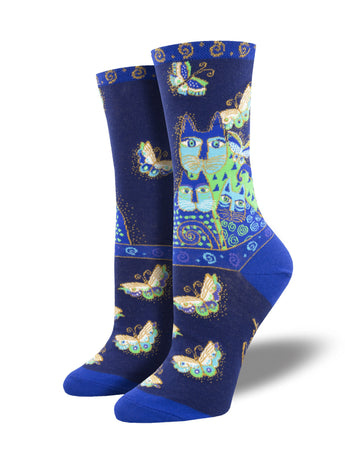 Laurel Burch Indigo Cats Socks for Women - Shop Now | Socksmith